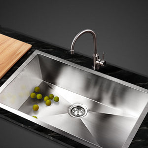 70 x 45cm Stainless Steel Kitchen Sink Basin Bowl Under/Top/Flush Mount Silver