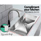 70 x 45cm Stainless Steel Kitchen Sink Basin Bowl Under/Top/Flush Mount Silver