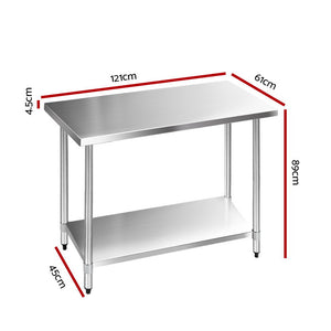 Commercial Stainless Steel Kitchen Bench Table Home Food Prep 1219 x 610mm