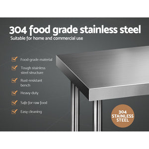 Commercial Stainless Steel Kitchen Bench Table Home Food Prep 1219 x 610mm