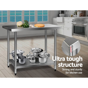 Commercial Stainless Steel Kitchen Bench Table Home Food Prep 1219 x 610mm