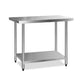 Commercial 430 Stainless Steel Kitchen Bench Table Home Food Prep 1219 x 610mm