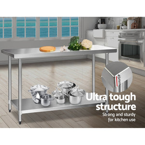 Commercial Stainless Steel Kitchen Bench Table Home Food Prep 1524 x 610mm