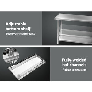 Commercial Stainless Steel Kitchen Bench Table Home Food Prep 1524 x 610mm