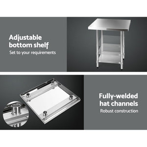 Commercial Stainless Steel Kitchen Bench Table Home Food Prep On Wheels 76cm