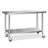 Commercial Stainless Steel Kitchen Bench Table Home Food Prep On Wheels - 1524MM x 610MM