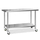 Commercial Stainless Steel Kitchen Bench Table Home Food Prep On Wheels - 1524MM x 610MM