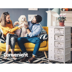 White 5 Basket Storage Unit Drawers Cabinet Bedroom Cupboard - Afterpay - Zip Pay - Dodosales -