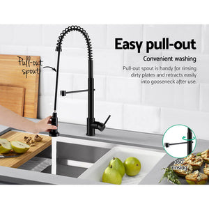Pull Out Kitchen Tap Mixer Basin Taps Faucet Vanity Sink Swivel Brass WEL - Black