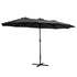 Outdoor Umbrella Twin Umbrellas Beach Garden Stand Base Sun Shade 4.57m - Black