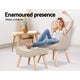 Accent Armchair Lounge Chair Ottoman Footstool Armchairs Sofa Fabric Chairs Beige