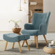 Accent Armchair Lounge Chair Ottoman Footstool Armchairs Sofa Fabric Chairs Blue