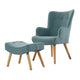 Accent Armchair Lounge Chair Ottoman Footstool Armchairs Sofa Fabric Chairs Blue