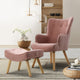 Accent Armchair Lounge Chair Ottoman Footstool Armchairs Sofa Fabric Chairs Pink