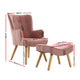 Accent Armchair Lounge Chair Ottoman Footstool Armchairs Sofa Fabric Chairs Pink