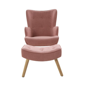 Accent Armchair Lounge Chair Ottoman Footstool Armchairs Sofa Fabric Chairs Pink