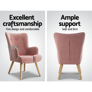 Accent Armchair Lounge Chair Ottoman Footstool Armchairs Sofa Fabric Chairs Pink