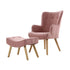 Accent Armchair Lounge Chair Ottoman Footstool Armchairs Sofa Fabric Chairs Pink