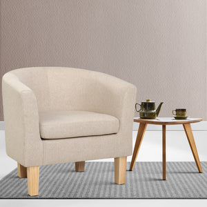 Armchair Lounge Chair Tub Accent Armchairs Fabric Sofa Chairs Beige