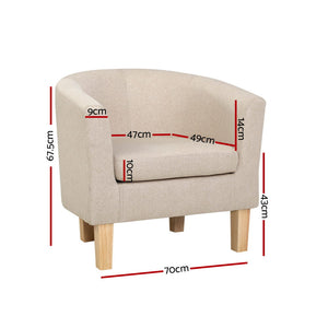 Armchair Lounge Chair Tub Accent Armchairs Fabric Sofa Chairs Beige