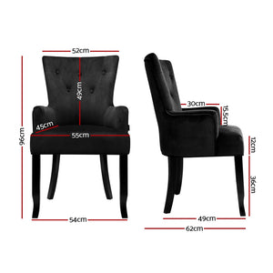 Black Dining Chair French Provincial Antique Style Tufted Button Design - Afterpay - Zip Pay - Dodosales -