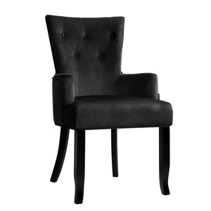 Black Dining Chair French Provincial Antique Style Tufted Button Design - Afterpay - Zip Pay - Dodosales -