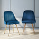 2x Dining Chairs Retro Single Sofa Chair Metal Legs Velvet Modern Metal Legs Blue