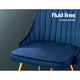 2x Dining Chairs Retro Single Sofa Chair Metal Legs Velvet Modern Metal Legs Blue
