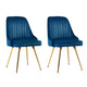 2x Dining Chairs Retro Single Sofa Chair Metal Legs Velvet Modern Metal Legs Blue