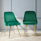 2x Dining Chairs Retro Single Sofa Chair Metal Legs Velvet Modern Metal Legs Green
