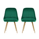 2x Dining Chairs Retro Single Sofa Chair Metal Legs Velvet Modern Metal Legs Green