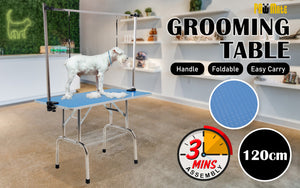 Dog Cat Pet Grooming Salon Table Height Adjustable Loop Anti Slip Vinyl Mat 120cm