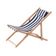 Stripe Deck Chair Wooden Frame Foldable Beach Seat Sun Lounge