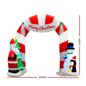 3M Christmas Inflatable Archway Entryway with Santa Xmas Decor LED