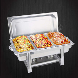 Stainless Steel Chafing Triple Tray Catering Dish Food Warmer Commercial