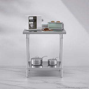 Commercial Stainless Steel Table Catering Kitchen Prep Work Bench W/ Back-splash 80 x 70cm