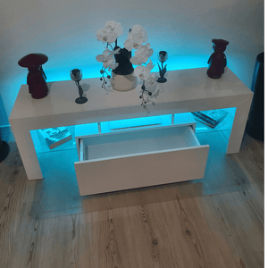 130cm RGB LED TV Stand Cabinet Entertainment High Gloss Front Unit Furniture Drawer - Dodosales