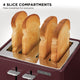 Morphy Richards Aspect 4-Slice Toaster Bread Toasting- Maroon & Cork-Effect Trim - Dodosales