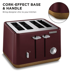 Morphy Richards Aspect 4-Slice Toaster Bread Toasting- Maroon & Cork-Effect Trim - Dodosales