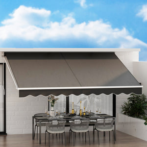 Wall Mounted Folding Arm Window Awning Outdoor Blinds Retractable Canopy Grey 4x2.5M