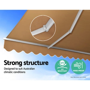 Wall Mounted Folding Arm Window Awning Outdoor Blinds Retractable Canopy Beige 4x3M Beige