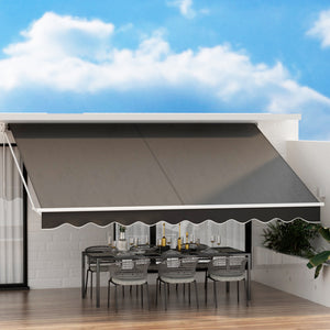 Wall Mounted Folding Arm Window Awning Outdoor Blinds Retractable Canopy Grey 4.5x3M