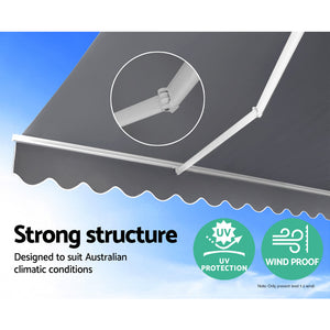Outdoor Motorised Folding Arm Awning Window Blind Sun Shade Canopy Electric Pearl Grey 3X2.5M