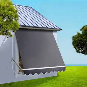 Window Awning Fixed Pivot Arm Blind Privacy Screen Canopy Retractable Shade Grey 2.1m - Dodosales