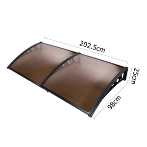 Outdoor DIY Door Window Awning French Style Cafe Canopy Sun Shield Rain Cover Brown 1 x 2m - Dodosales