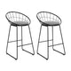 Set of 2 Bar Stools Steel Fabric Cushion Modern High Chair Kitchen - Grey and Black - Dodosales