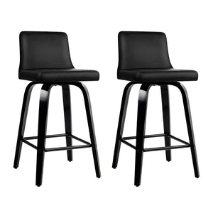 2x Wooden Leg Bar Stool Set Kitchen High Chair Seating Home Office Cafe - Dodosales