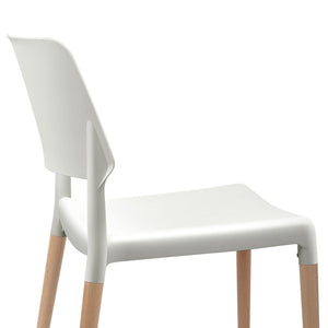 4x Wooden Dining Chair Set Beech Wood Legs Stackable Chairs Seat White - Dodosales