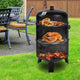 3-in-1 Charcoal BBQ Smoker Cooking Grill Barbeque Black Fathers Gift - Dodosales