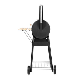 2-in-1 Offset BBQ Smoker Cooking Grill Barbeque Black Fathers Gift